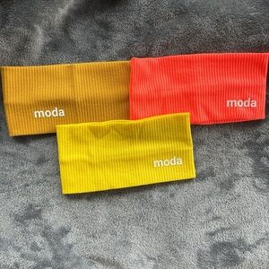 Moda Ribbed Headbands Set vibrant sunshine mustard yellow and fluorescent orange